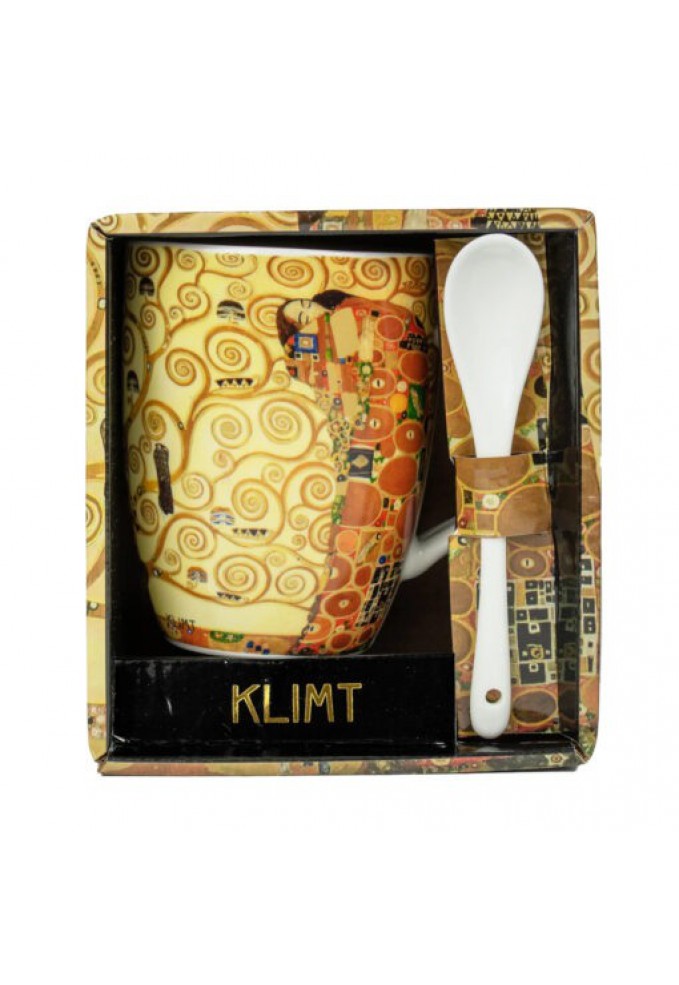 Κούπα με Κουταλάκι Klimt "The Embrace" 300 ml 12 cm