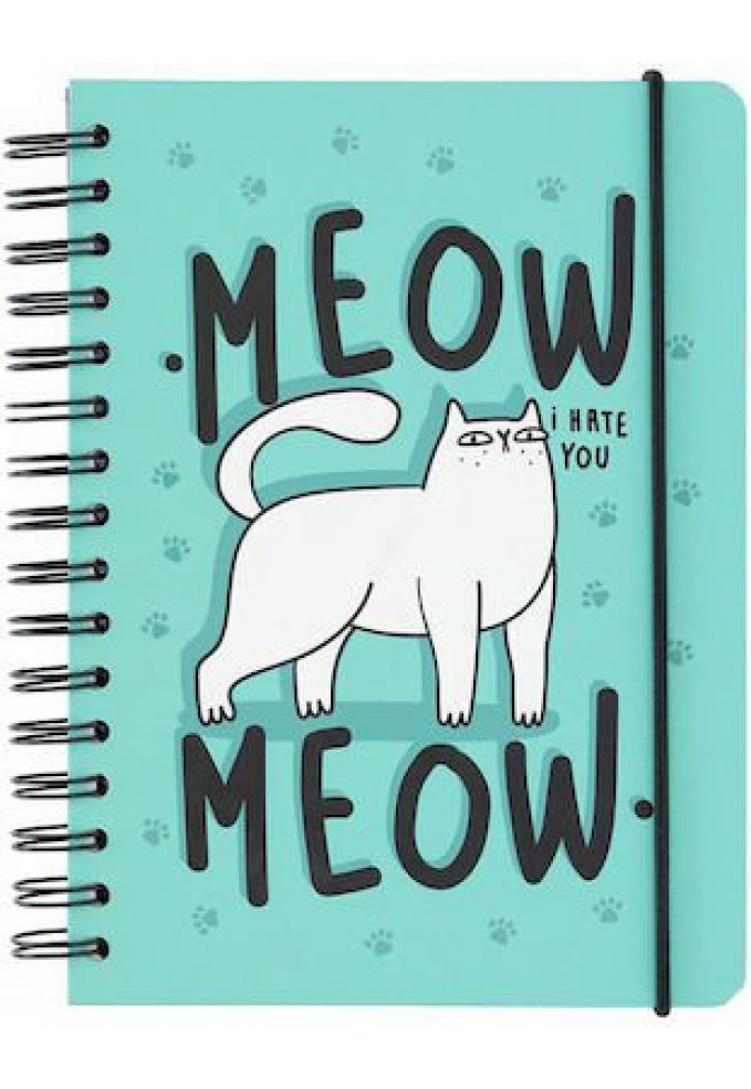 Τετράδιο Σπιράλ με Λάστιχο Α5 - Meow Meow