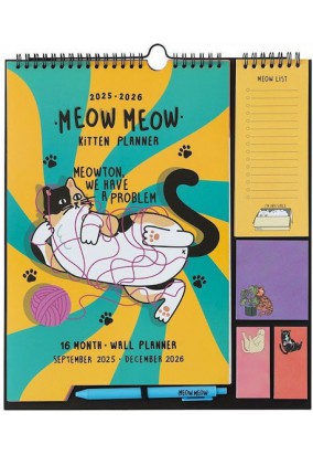Επιτοίχιο Μηνιαίο Ημερολόγιο 2025/2026 (16 μήνες) - Meow Meow