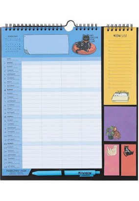 Επιτοίχιο Μηνιαίο Ημερολόγιο 2025/2026 (16 μήνες) - Meow Meow