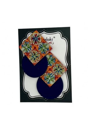 Καρφωτά Σκουλαρίκια από Πολυμερικό Πηλό - Folk Art Tiles & Paintings (Γίγας)