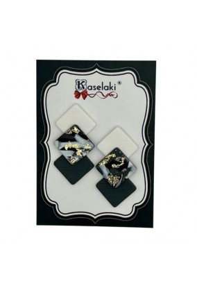 Καρφωτά Σκουλαρίκια από Πολυμερικό Πηλό - Gray Marble