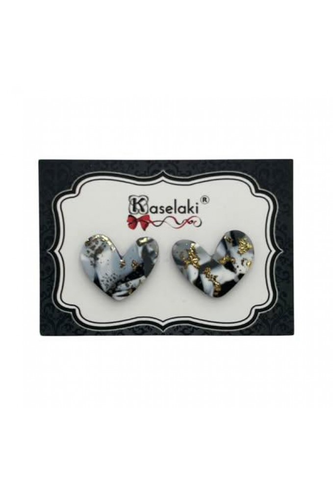 Καρφωτά Σκουλαρίκια από Πολυμερικό Πηλό - Gray Marble