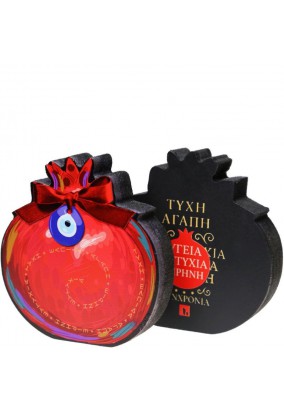 Γούρι επιτραπέζιο 18εκ. - Ρόδι με φιόγκο-Μάτι