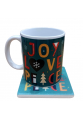 Γυάλινη κούπα με Μαρμάρινο Σουβέρ - Joy Love Peace