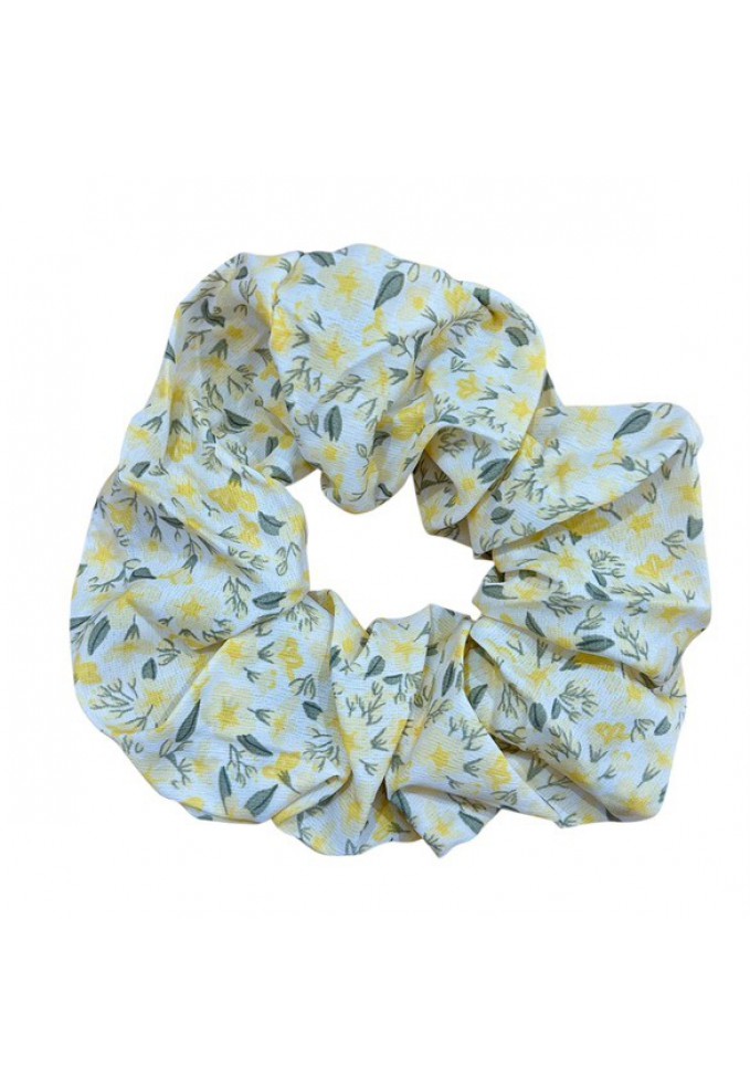 Scrunchie Floral Μεγάλο - Κίτρινο