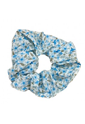 Scrunchie Floral Μεγάλο - Γαλάζιο
