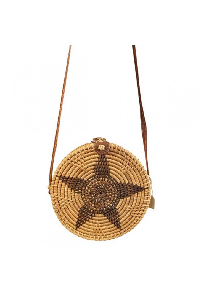 Τσάντα Χιαστί Ψάθινη Μπαουλάκι - Στρογγυλό