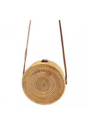 Τσάντα Χιαστί Ψάθινη Μπαουλάκι - Στρογγυλό