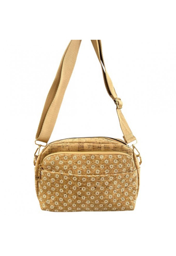 Τσάντα Χιαστί από Φελλό - Μαργαρίτες