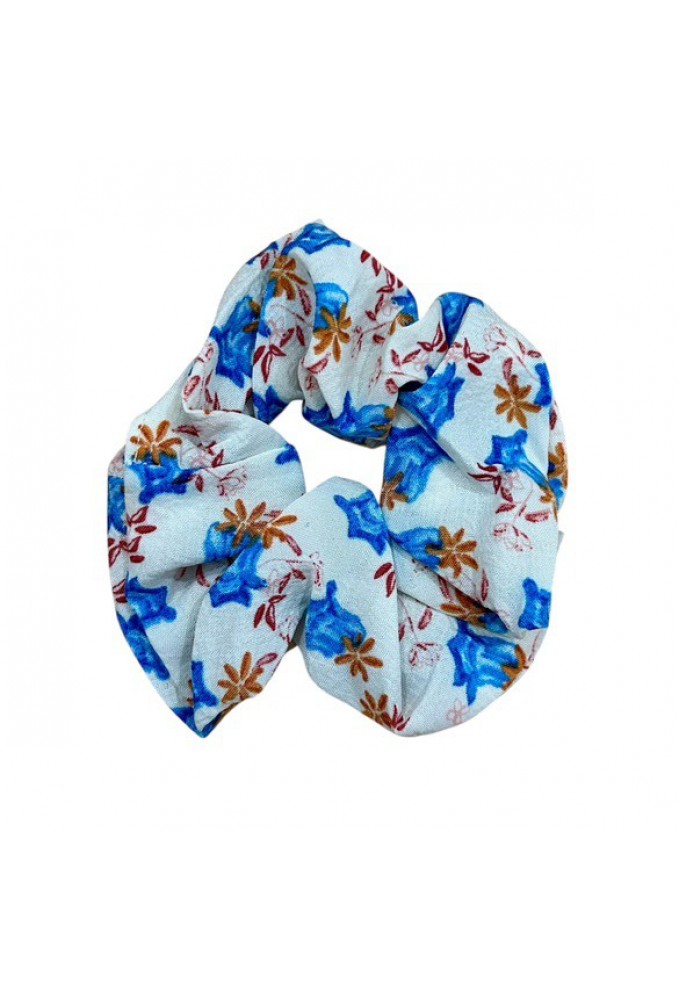 Scrunchie Floral - Λευκό