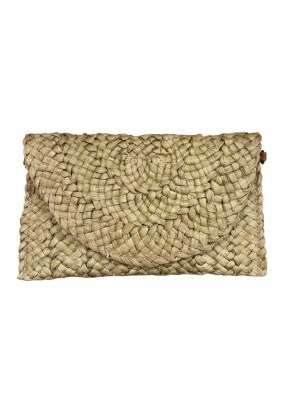 Τσάντα Φάκελος  Ψάθινη με Αποσπώμενο Λουράκι - Μπεζ